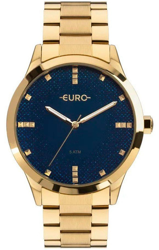 Relógio Euro Feminino Glitter Fever Eu2036yoj/4a Cor da correia Dourado Cor do bisel Dourado Cor do fundo Azul