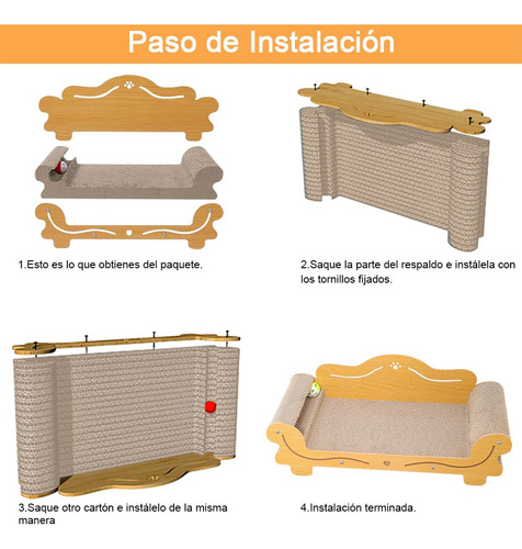 Rascador Para Gato De Cartón, Cama Rascador Gatito Con Bola