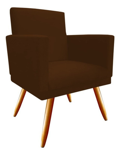 Poltrona Sala Nina Triângulo Bege Suede Super Cor Suede Marrom Desenho Do Tecido Suede/corino