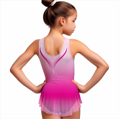 Kit 17pç Collant Ginástica Artística Personalizado Com Saia