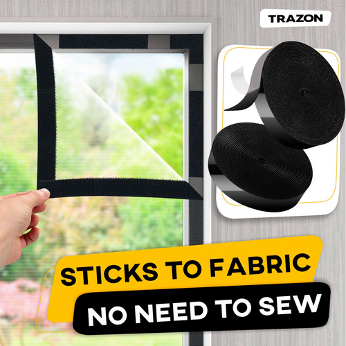 Cinta De Velcro Adhesiva Negra, 1 Pulgada X 9 Metros