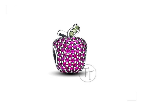 Charm Manzana Zirconias Corte Diamante Plata Esterlina 925 