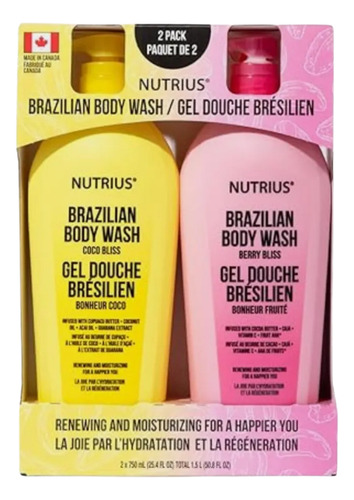 Nutrius Jabón Líquido Para El Cuerpo 2 Envases De 750 Ml C/u