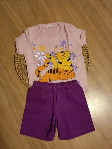 Conjunto Menina Infantil Camiseta E Shorts Algodão Verão Sortido Tamanho 08
