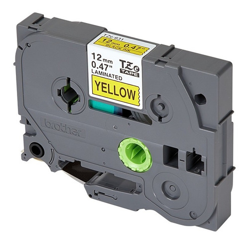 Imagen 2 de 6 de Cinta Brother Original Para Rotuladora Tze631 12mm Amarillo