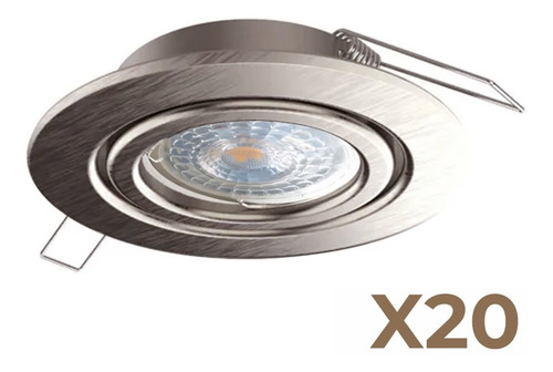 Pack X20 Spot Embutir Acero Platil Led Gu10 7w Puraluz