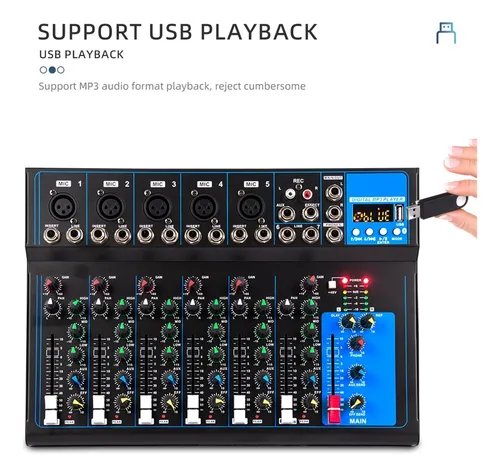 Mezclador De Sonido Profesional Mezclador De 7 Canales Usb