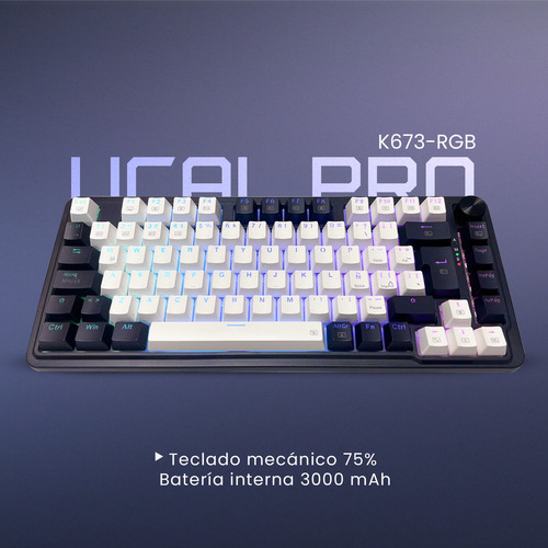 Teclado Redragon Ucal Pro Wireless 75% K673wb-rgb-pro Sp Teclado Negro Idioma Español Latinoamérica