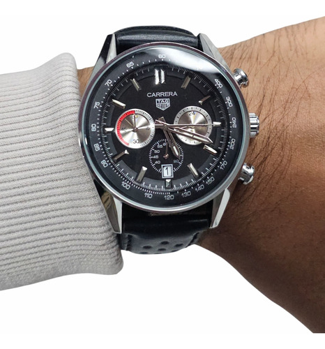 Reloj Hombre Tag, Cronos Funcionales, Carrera Deportivo Negro Plateado Negro (Reacondicionado)
