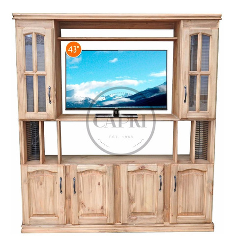 Modular Rack Lcd Mesa Tv 160 Cm Estilo Campo Encerado