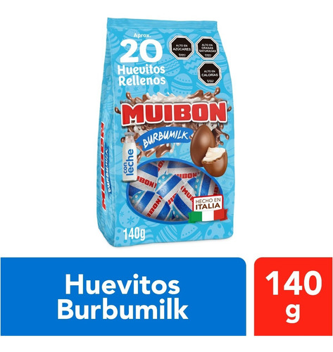 20 Huevitos Chocolate Muibon Rellenos Crema De Leche 140g