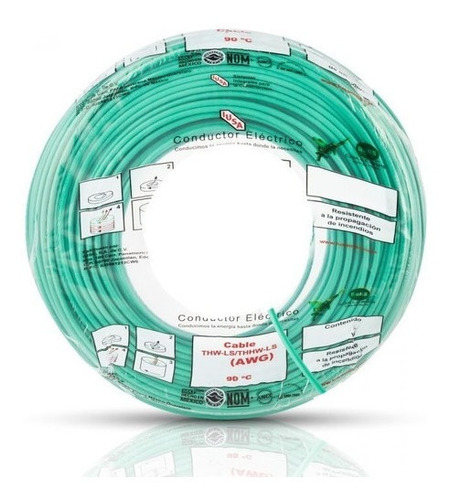Cable Electrico Iusa Verde Thw #12 Cobre Puro 100 Metros