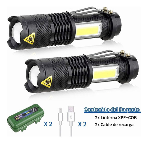 2 Piezas Linterna Militar Portátil Lámpara Táctica 1200 Lm Color de la luz Blanco