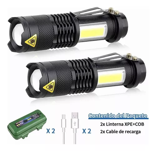 Lampara Recargable Led De Aluminio Contra Polvo Y Agua 650lm Color De La  Linterna Negro Color De La Luz Blanco