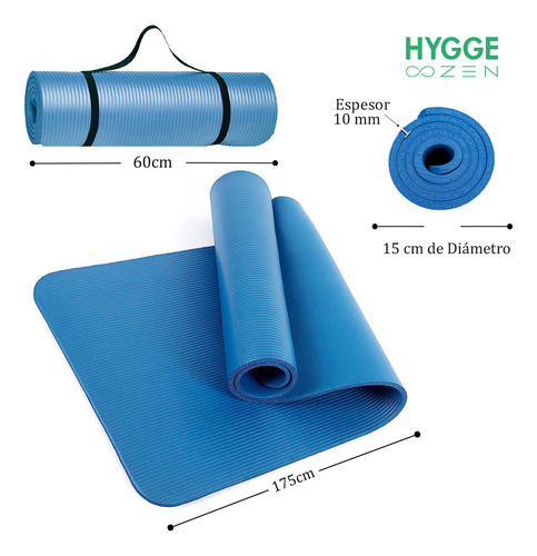 Imagen 3 de 8 de Colchoneta Mat Nbr 10mm Antideslizante Yoga Fitness Pilates