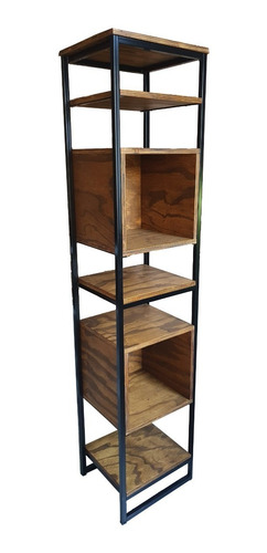 Imagen 1 de 6 de Mueble Industrial Rack Hierro Madera Biblioteca Torre Cubo