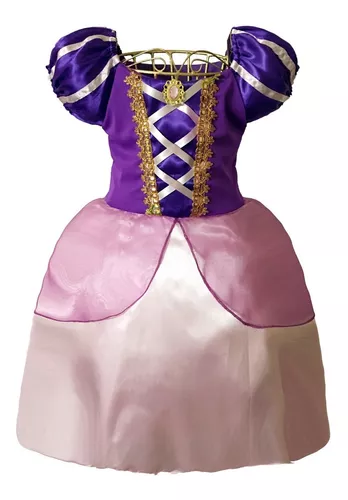 Vestido Princesa Sofia roxo claro liso modelo Bruna infantil