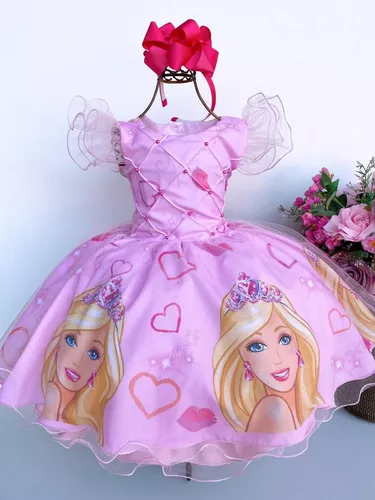 Romper Saia/vestido Infantil P ao Tam 4 Barbie Luxo