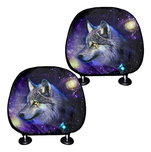 Comprarbai Galaxy Wolf Car Seat Headrest Cover,set Of 2,prot