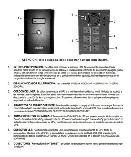 Imagen 3 de 7 de Ups Estabilizador Atomlux Ups3000a Con Display