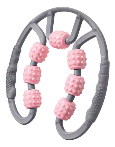 Rodillo Muscular Para Piernas, 7 Ruedas, Gris Y Rosa