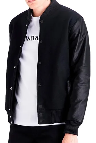 Jaqueta de couro com manga cheap de moletom