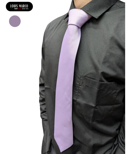 Corbata Lisa Basica Unisex 8 Cm Ancho Lila Lisa 1.5 M