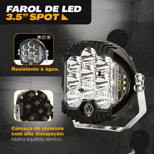 Farol Milha Auxiliar Universal Automotivo + Sup Carro Moto