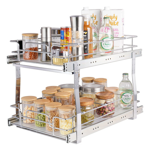 Organizador De Gabinete Vevor Extraíble 2 Niveles 12.7x21 Pu 12.7 Pulgadas De Ancho X 21 Pulgadas De Profundidad X 3.1 Pulgadas De Alto Y 11.8 Pulgadas De Ancho X 20.3 Pulgadas De Profundidad X 3.1 Pulgadas De Alto