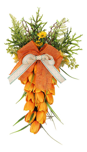 Corona De Zanahoria De Pascua Para Puerta Delantera, Corona