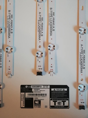 Set O Kit Cintas Led O Backligh Led LG 43uk6200psa 43uk6200 (Usado)
