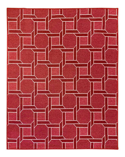 Tapete Sala Moderno Geometrico Corrente 100x150 Cm Vermelho