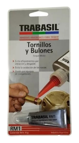 Trabasil Rm1 Adhesivo Para Trabar Tornillos Y Bulones 6grs Color Rojo