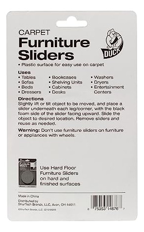 Deslizadores De Plstico Para Muebles Y Alfombras Duck, 4 Uni