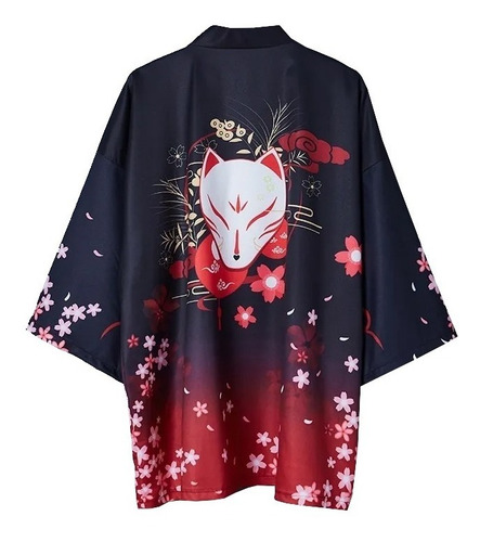 Haori Kimono Largo Japonés Kawaii Tsuru Grullas 
