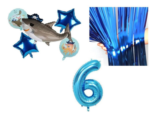 Bouquet De 5 Globos De Tiburon Pirata