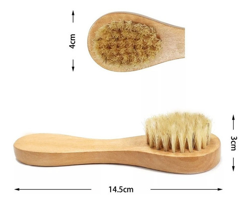 Imagen 8 de 9 de Cepillo Facial Mango Madera Exfoliante Cerdas Naturales Full