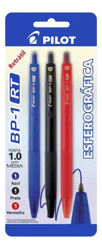 comprar Caneta Esferográfica Ponta Aço 1,0mm Retrátil Azu002Fptu002Fvm 3 Un