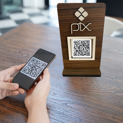 Display Pix Para Pagamento Qr Code Placa Mdf Madeira