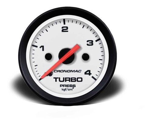 Manômetro Relógio Turbo 60mm Mecânico 4 Kg - Street Branco