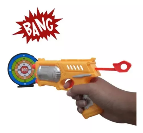 Lançador de Dardos Pistola Arminha Shoot Infantil Tipo Nerf 6 Dardos Mira e  Luz Importway BW142 