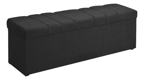 Calçadeira Com Baú Roma 140 Cm Suede Preto Amassado D'rossi