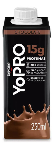 Yopro Whey 15g Protein Sabor Chocolate 250ml - Kit C/3 Und.
