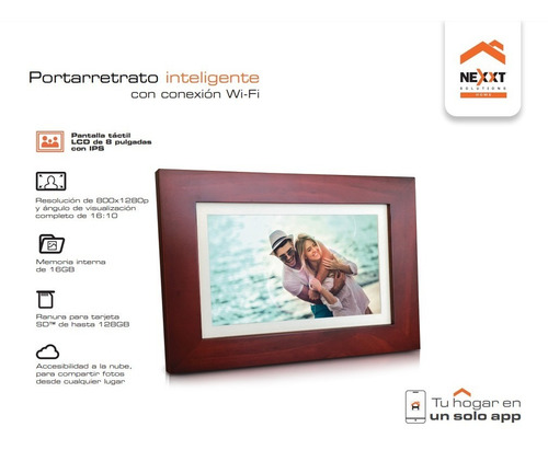 Imagen 5 de 9 de Portaretrato Digital 8' Smart Wifi App Nexxt 16gb Tactil