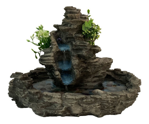 Fonte De Água Cascata Pedra Em Resina Decorativa Com Bomba