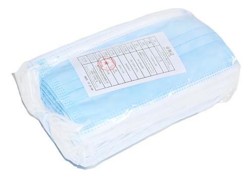 Cubrebocas Tapabocas 3 Capas Con Filtro Protector 50 Piezas Color Azul adulto