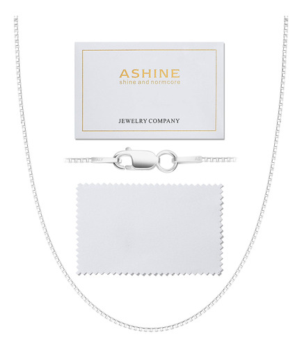 Ashine - Collar De Cadena De Plata Fina Italiana 925 De 1 M.