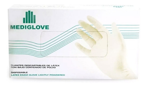 Imagen 3 de 4 de Guantes Látex Descartable Examen Caja X 100un Mediglove