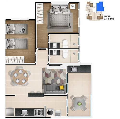 Imagem 3 de 8 de Apartamento, 2 Dorms Com 70.03 M² - Vila Atlantica - Mongagua - Ref.: Fzn66 - Fzn66