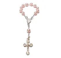 Comprar 15 Mini Rosarios Denarios Souvenirs Bautismo Comunión Rosado